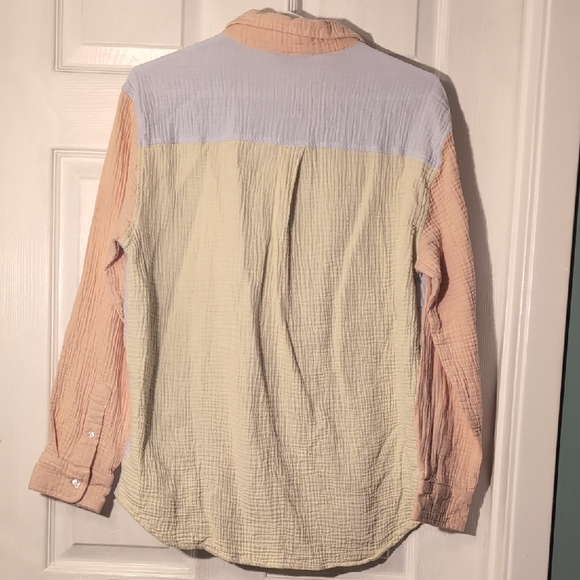 Lucky Brand Light Blue and Peach 100% Cotton Shirt - Picture 3 of 5